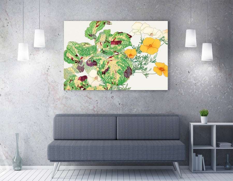 Canvas Wall Art – Handmade Floral Canvas Print Featuring California Poppy & Coleus