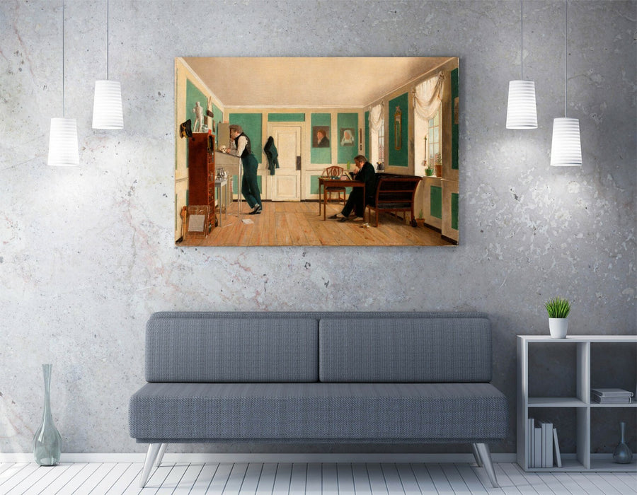 WILHELM BENDZ, INTERIOR FROM A MALIEGADE -CANVAS WALL ART FRAMED PRINT PAINTING
