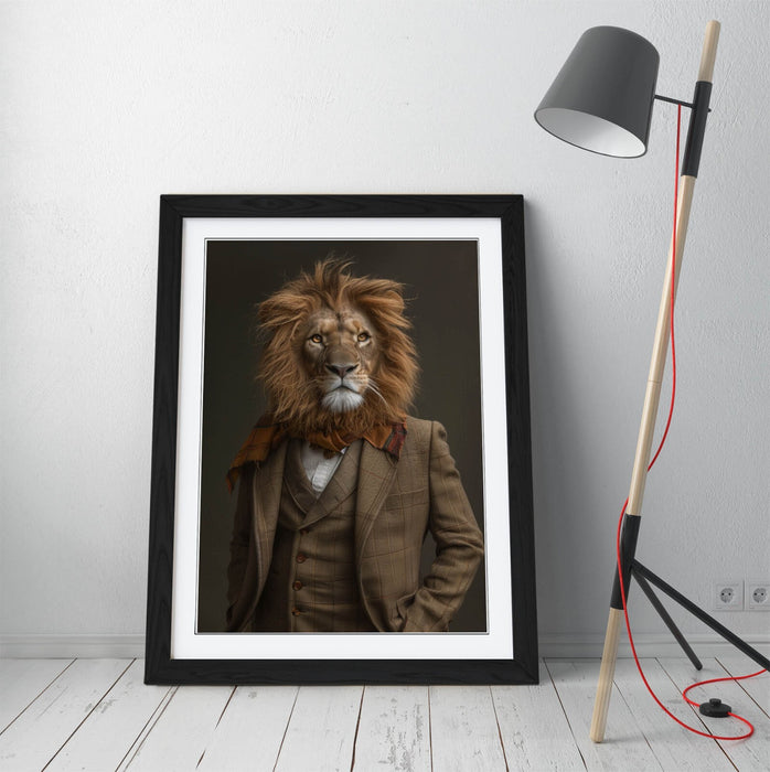 Lion Wall Art | Unique Framed Wall Art Poster – Animal Portrait Decor