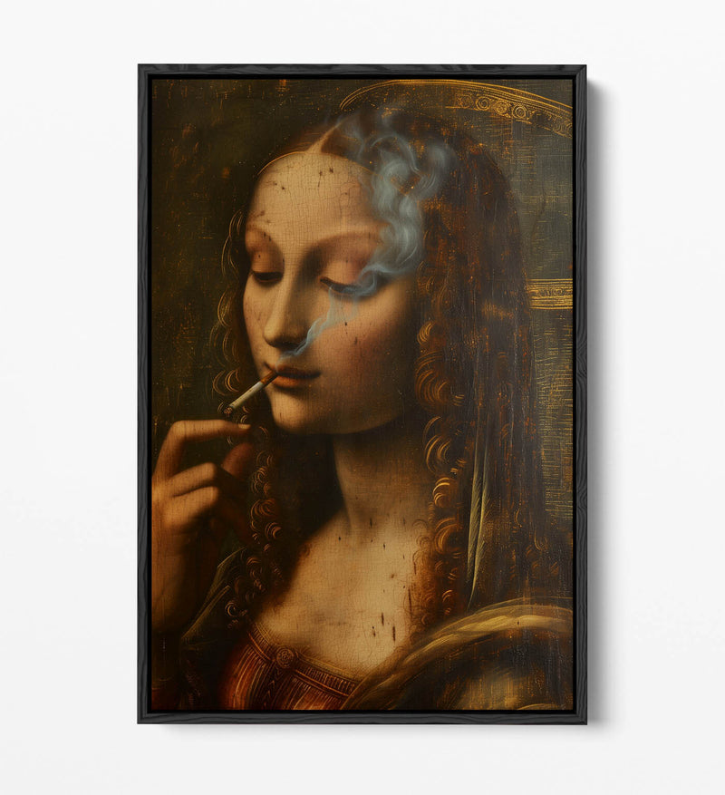 Canvas Art Print – Renaissance Smoking Woman | Modern Float Effect Wall Decor