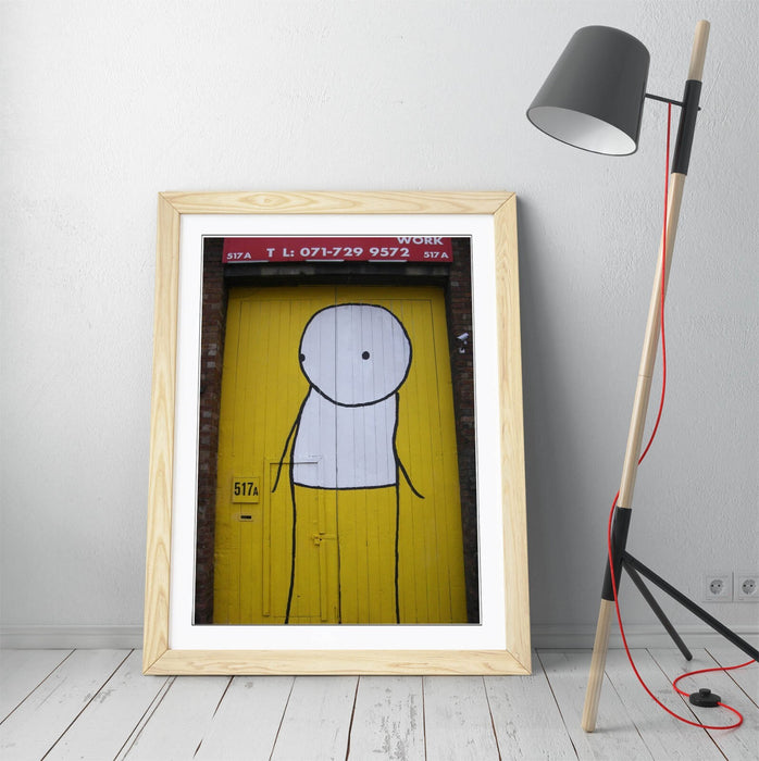 Stik Stick Man Poster – Framed Wall Art With Yellow Door Artwork & Urban Street Style