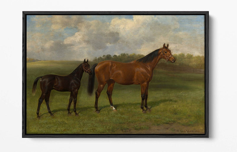 Canvas Wall Art Print Featuring Perdita II With Foal | Premium Float Effect Canvas UK