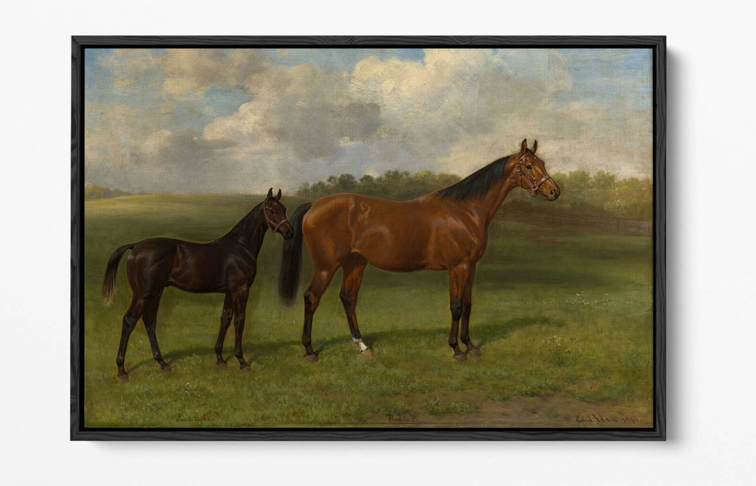 EMIL ADAM, PERDITA II WITH HER FOAL -FLOAT EFFECT CANVAS WALL ART PRINT