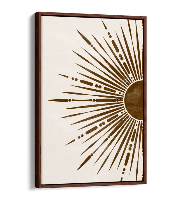 Boho Canvas Wall Art - Bronze Sun Illustration | Float Effect Canvas Print