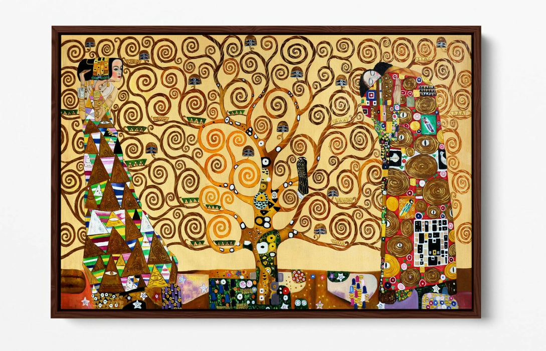 GUSTAV KLIMT THE TREE OF LIFE -FLOAT EFFECT CANVAS WALL ART PIC PRINT- ORANGE