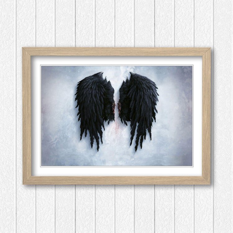 Black Wings Poster – Handmade UK Frame | Street Art Print Ready to Hang