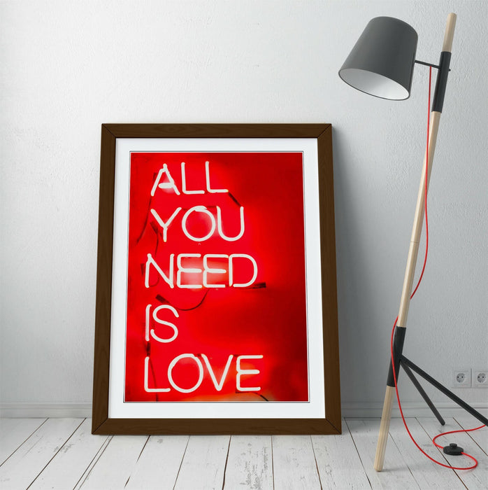 Framed Poster Print - Love Quote Poster Neon Sign Artwork | Handmade UK Frames