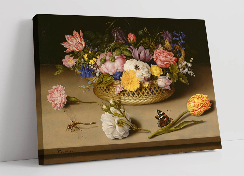 Flower Still Life Canvas - Ambrosius Bosschaert Painting | Premium Varnish Finish Art Print