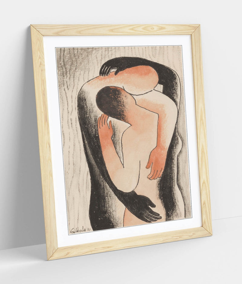 Framed Wall Art Poster - 'Mikulas Galanda, The Embrace' Handmade UK Framed Print