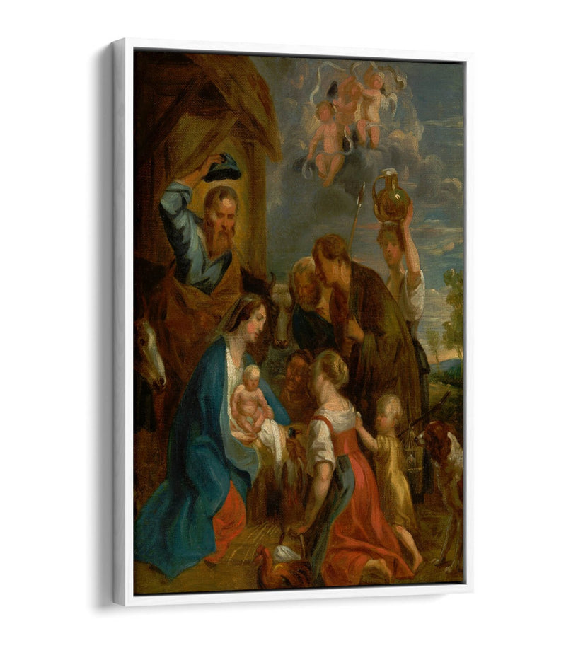 Float Effect Canvas Art – Jacob Jordaens Adoration of the Shepherds Print on MDF Frame