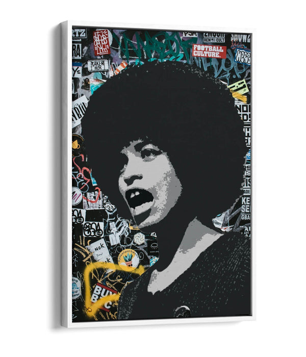 ANGELA DAVIS ACTIVIST GRAFFITI -FLOAT EFFECT CANVAS WALL ART PIC PRINT BANKSY