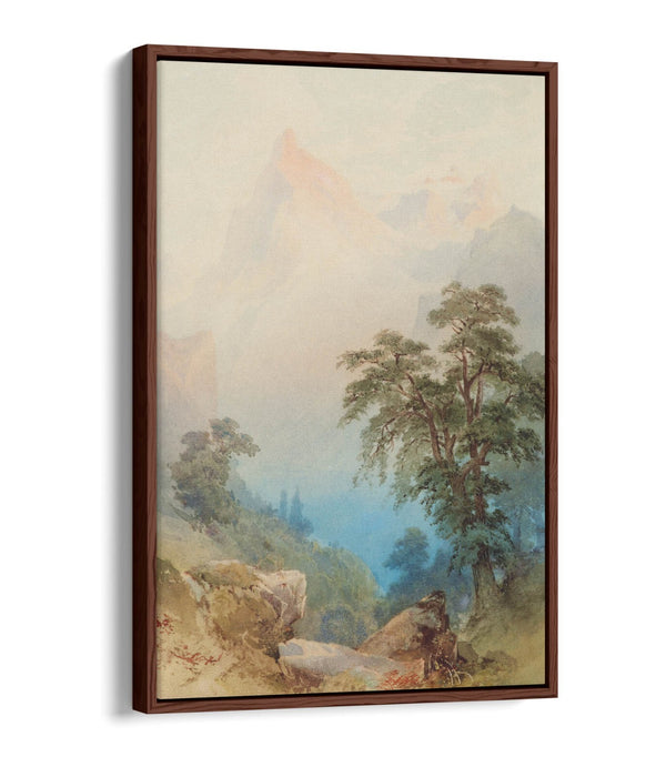 NICHOLAS CHEVALIER, A VIEW OF THE ALPS -FLOAT EFFECT CANVAS WALL ART PRINT