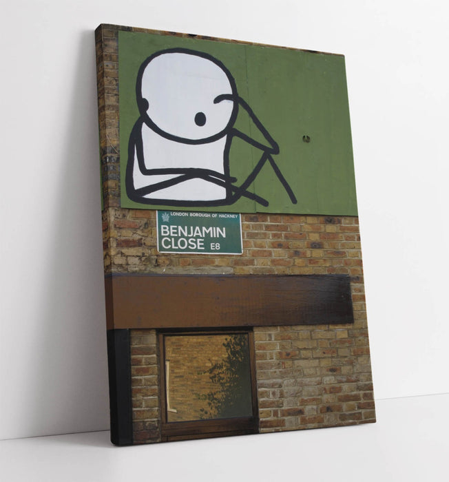 Graffiti Canvas Wall Art – Stick Man Sitting Figure Artwork on Archival Grade Canvas