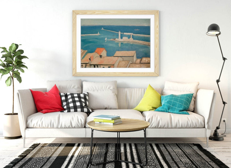 Framed Wall Art Poster - The Port Of Cette, Marseilles, Albert Marquet Print With Woodgrain Picture Frame, Ready To Hang