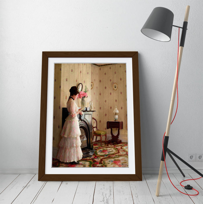 Framed Wall Art Featuring William McGregor Paxton Print – Matte Paper, Woodgrain Frame