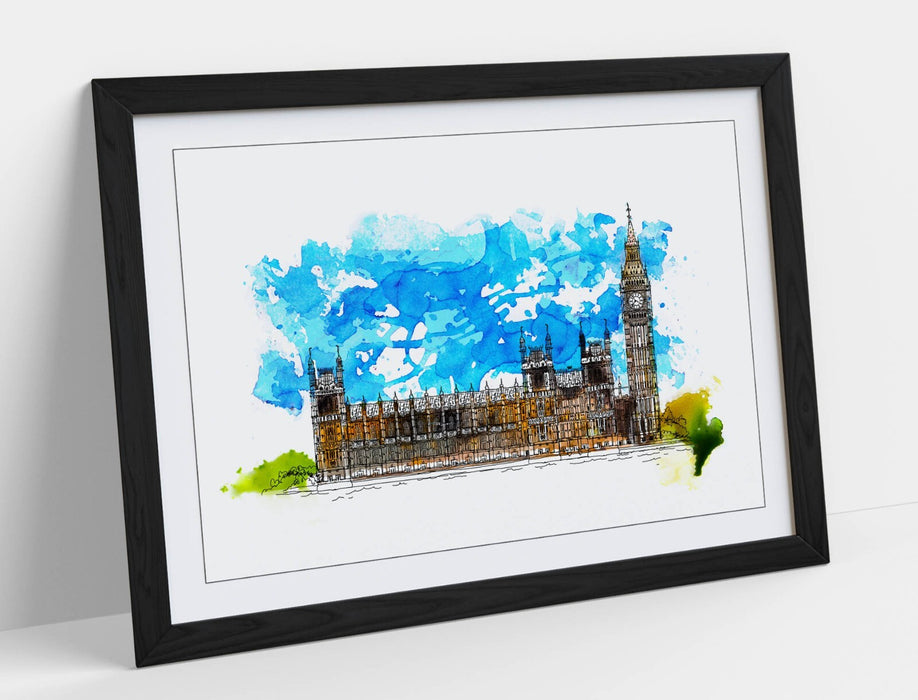Westminster Abbey Wall Art – London Framed Poster With Watercolour Print