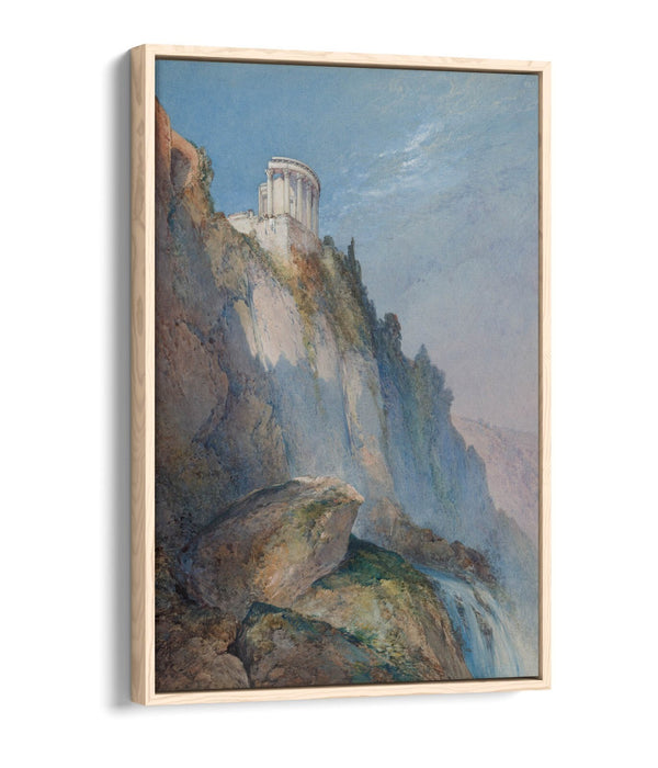 WILLIAM CALLOW,TEMPLE OF VESTA & FALLS AT TIVOLI -FLOAT EFFECT CANVAS ART PRINT