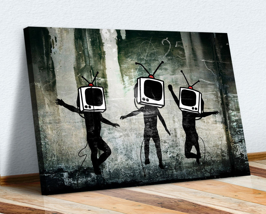 BANKSY - TV HEADS CANVAS STREET ART PRINT ARTWORK
