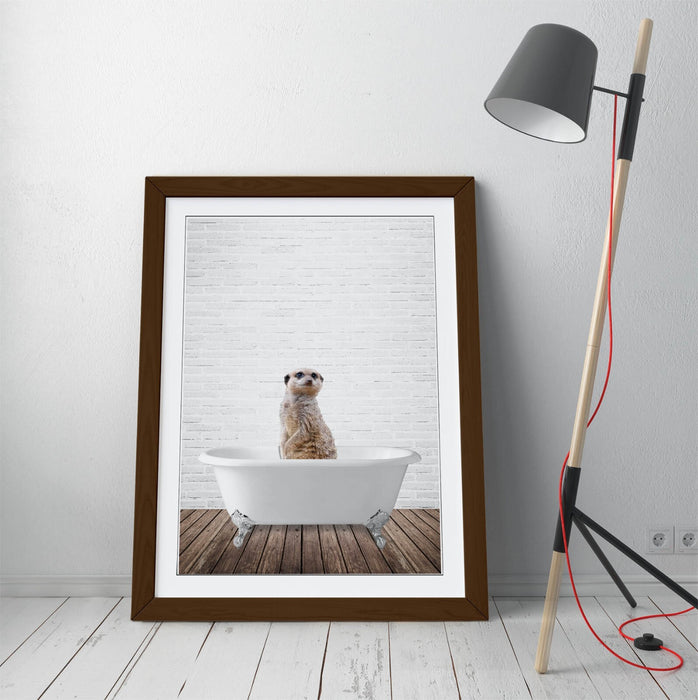 MEERKAT IN BATHTUB -QUIRKY ART FRAMED POSTER PICTURE PRINT BATHROOM ARTWORK