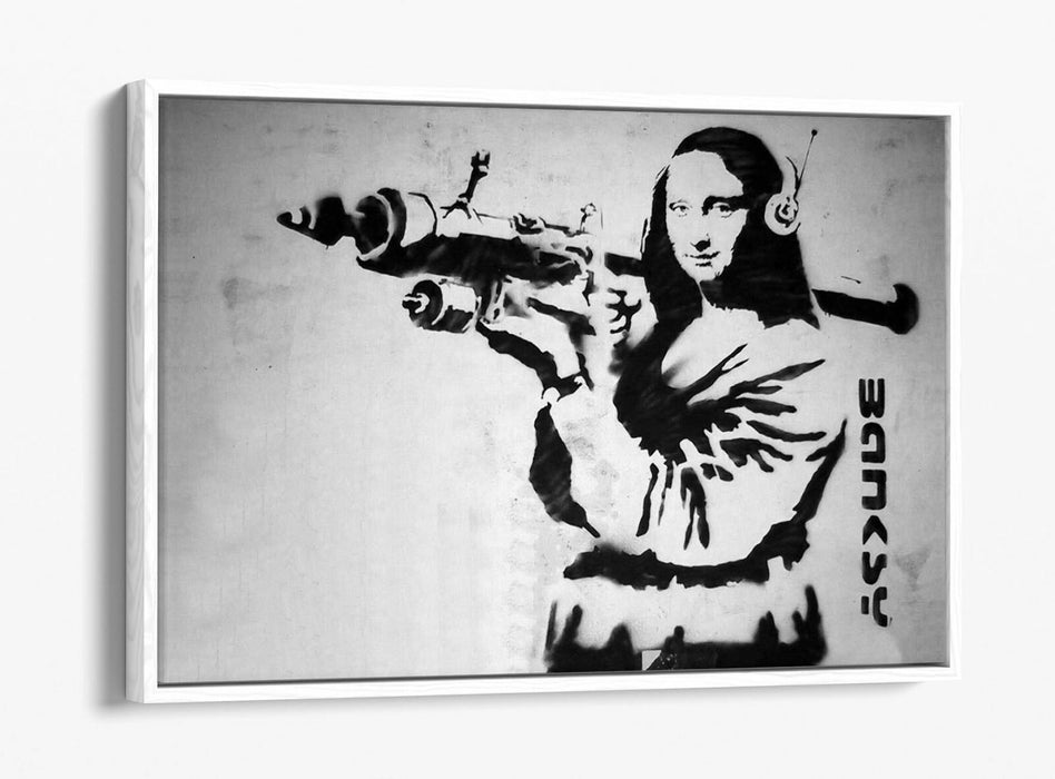 MONA LISA BAZOOKA FLOAT EFFECT CANVAS WALL ART PIC PRINT GRAFFITI-