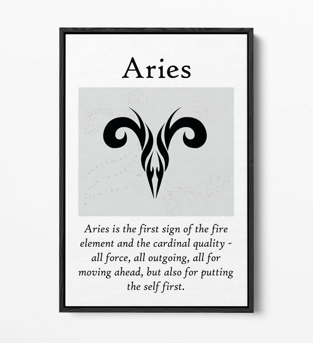 ARIES STAR SIGN ZODIAC ASTROLOGY QUOTE -FLOAT EFFECT CANVAS WALL ART PRINT