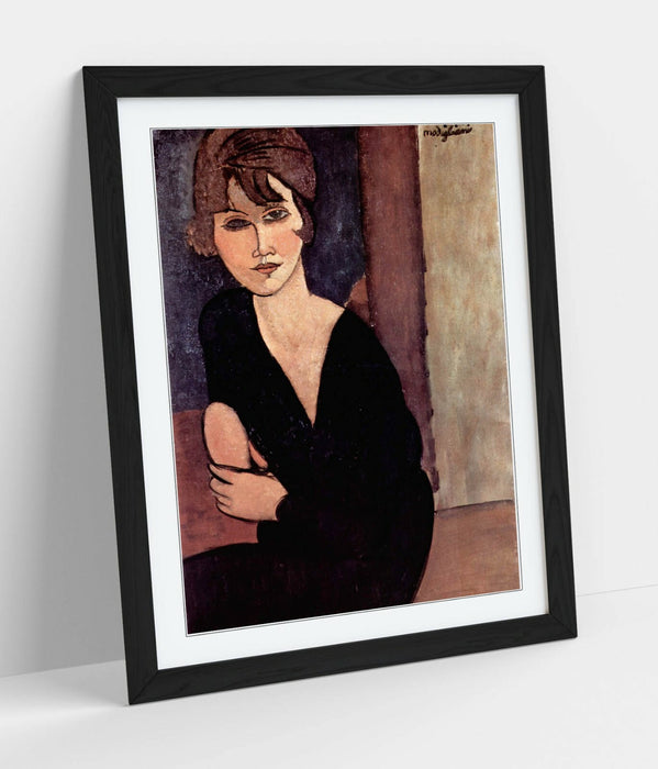 Modigliani Framed Wall Art – Handmade UK Portrait Print with Wood Grain Frame