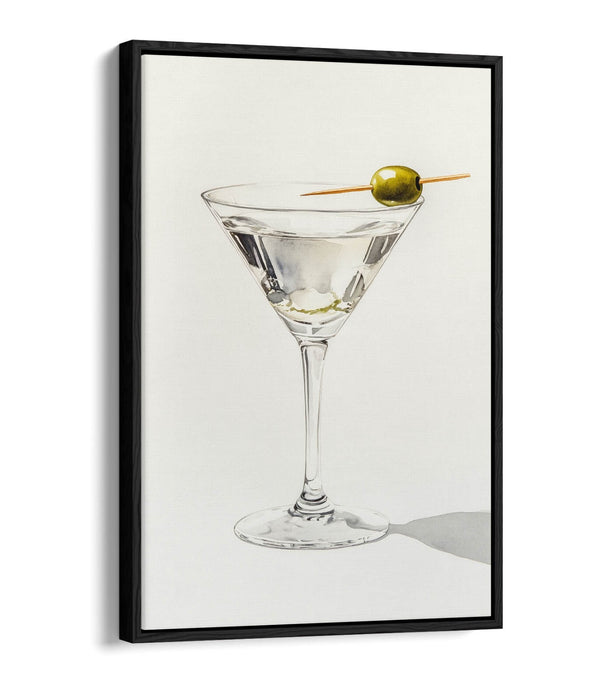 Canvas Wall Art - Dirty Martini Watercolour Style Float Effect Print on Premium Frame