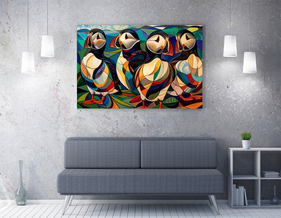 Puffins Canvas Art - Handmade Contemporary Home Decor | Ready To Hang Wall Art