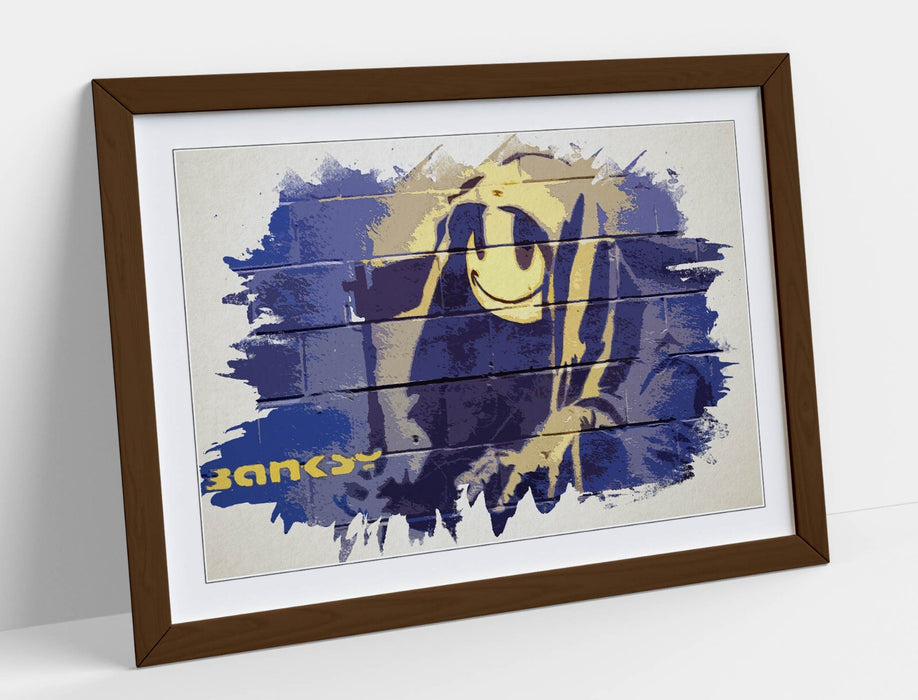 Banksy Framed Art Print – Graffiti Wall Art | Grim Reaper Watercolour Style Poster
