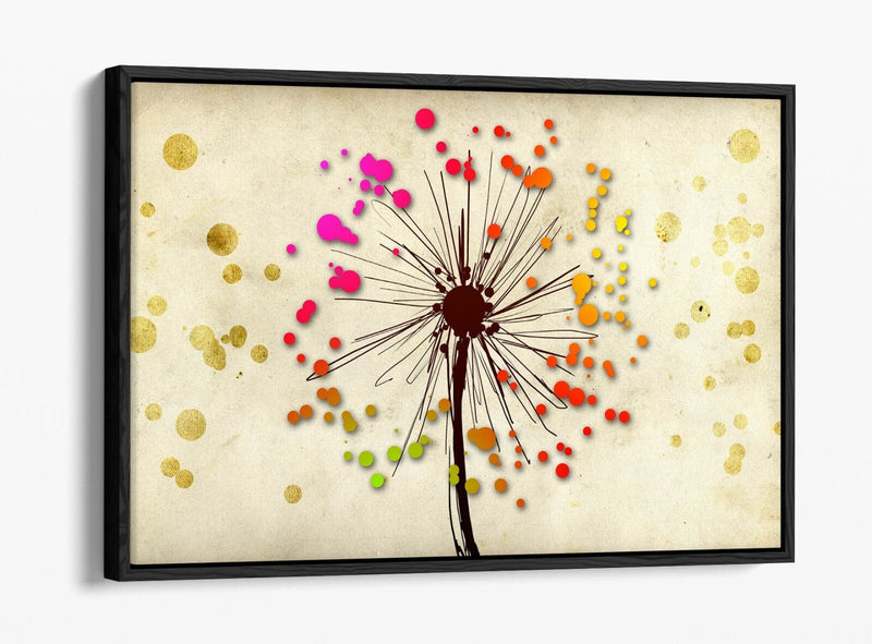Dandelion Canvas Art - Multi Colour Float Effect Canvas Wall Decor Bedroom Print