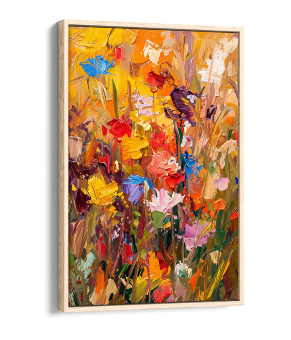 BOUQUET FLOWERS YELLOW IMPRESSIONIST STYLE DECOR FLOAT EFFECT CANVAS ART PRINT