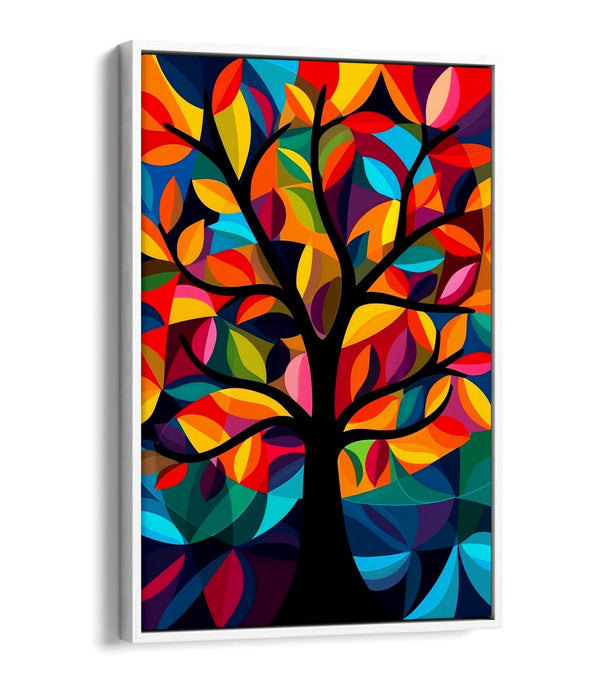 Abstract Tree Canvas Art - Multi Colour Canvas Wall Decor | Float Effect Print