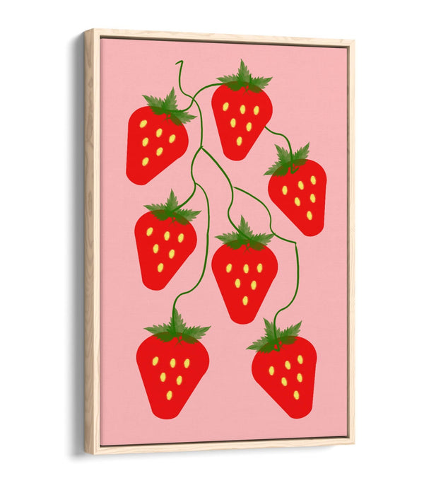 STRAWBERRIES FRUIT TRENDY MINIMALIST KITCHEN -FLOAT EFFECT CANVAS WALL ART PRINT
