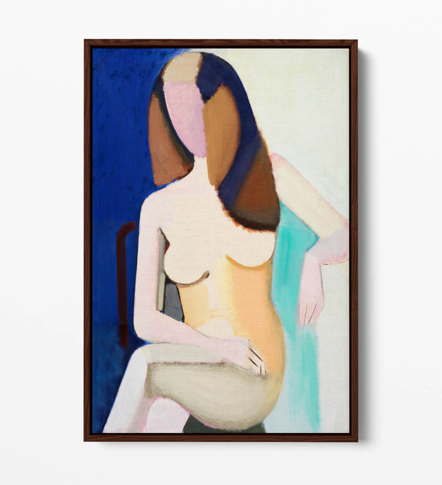 Float Effect Canvas Art – Seated Female Model | Premium Frame, Vibrant Color Prints