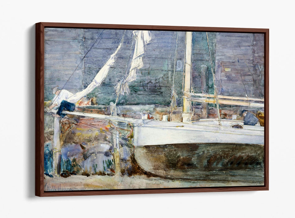 Canvas Wall Art - Childe Hassam Drydock Gloucester | Float Effect Premium Frame