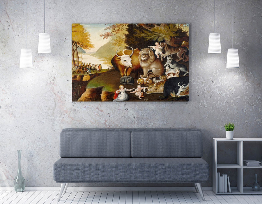 EDWARD HICKS, THE PEACEABLE KINGDOM -CANVAS WALL ARTWORK PIC PRINT