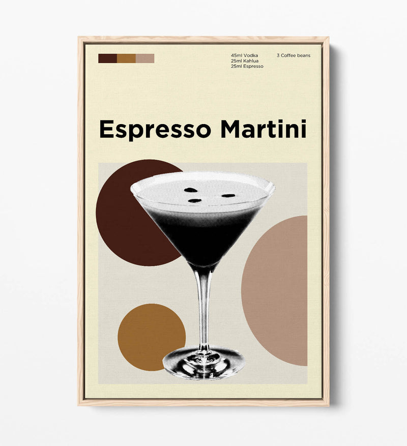 Espresso Martini Poster - Funky Cocktail Decor | Float Effect Canvas Wall Art