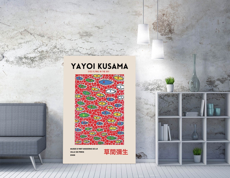 Abstract Eyes Canvas Art - Handmade Yayoi Kusama Print | Premium Varnish Finish