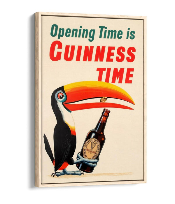 VINTAGE GUINNESS TIME POSTER RETRO -FLOAT EFFECT CANVAS ART PRINT
