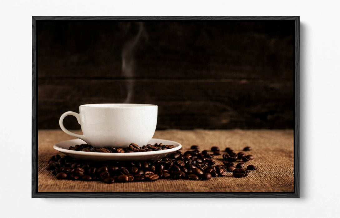 Canvas Wall Art - Coffee Cup Canvas With Float Effect | Handmade UK Premium Varnish Finish