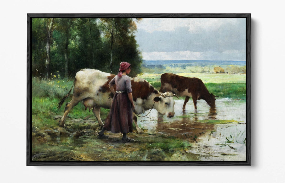 JULIEN DUPRE, YOUNG WOMAN SOARING CATTLE -FLOAT EFFECT CANVAS WALL ART PIC PRINT