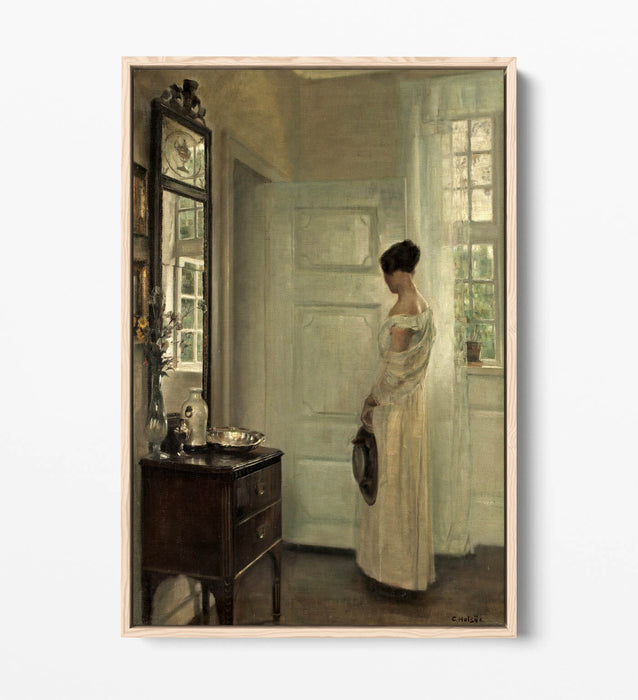 CARL HOLSOE, SALON INTERIOR WITH WOMAN -FLOAT EFFECT CANVAS WALL ART PIC PRINT