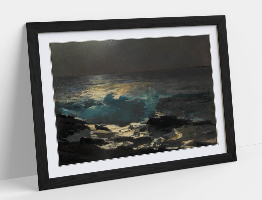 Framed Wall Art - Winslow Homer Moonlight Wood Island Painting, Natural Wood Frame