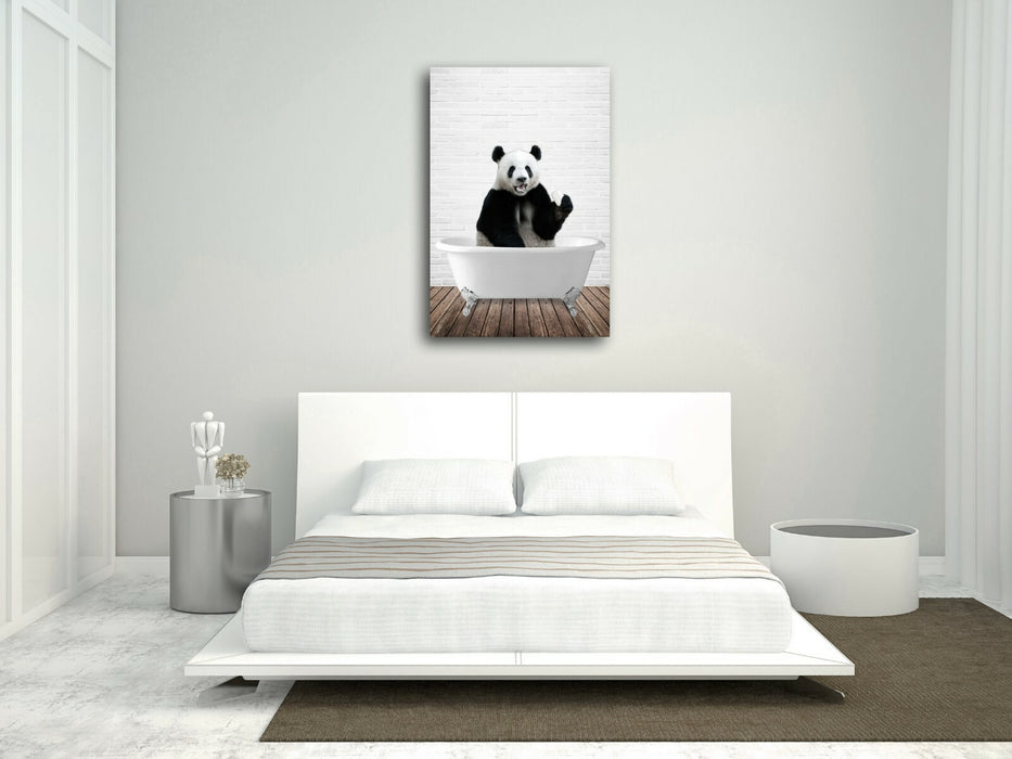 Panda Animal in Bath Bathtub CANVAS WALL ART PRINT ARTWORK PICTURE FRAMED POSTER