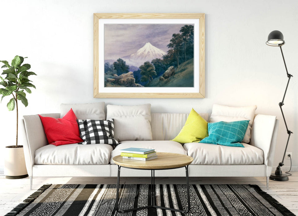 Framed Wall Art Poster - John Hoyte Painting Mt Egmont | Handmade UK Print