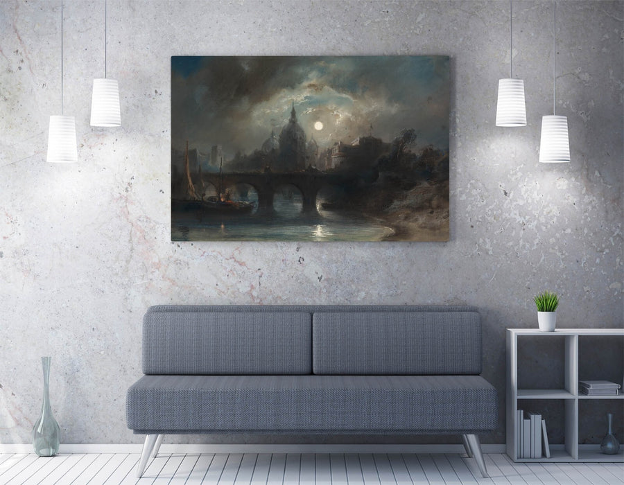 Canvas Wall Art – Handmade City Night Painting on Premium Archival Grade Canvas