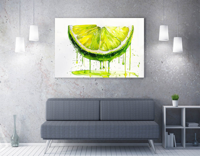 Green Lime Canvas Art - Juicy Lime Splash Painting | Vibrant Canvas Print, Ready To Hang