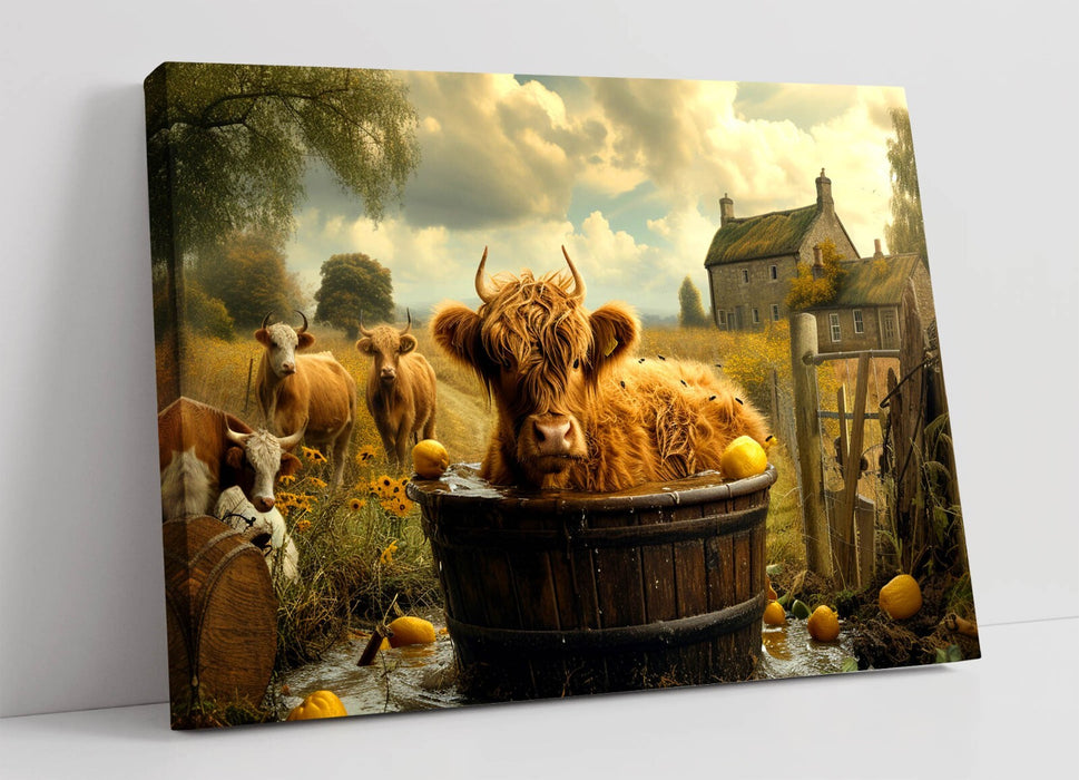 Highland Cow Canvas – Handmade Canvas Wall Art With Premium Varnish Finish