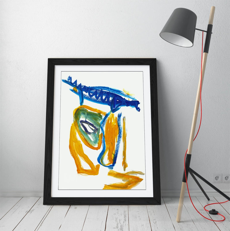 Framed Wall Art - Abstract Yellow Blue Poster Print | Handmade Wall Decor