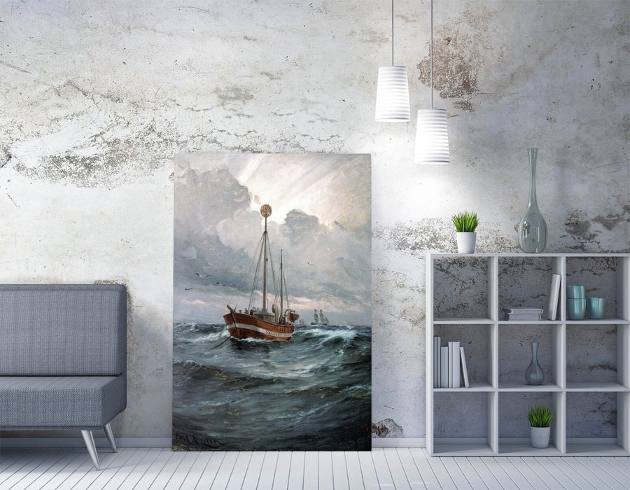CARL LOCHER, THE LIGHTSHIP AT SKAGEN REEF -CANVAS WALL ART ARTWORK PRINT